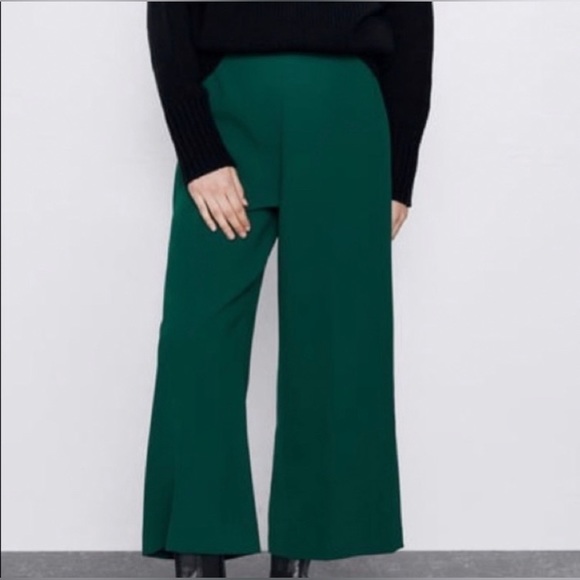 Zara | Pants u0026 Jumpsuits | Zara Woman Emerald Green Wide Leg Dress Pants Sz  M | Poshmark